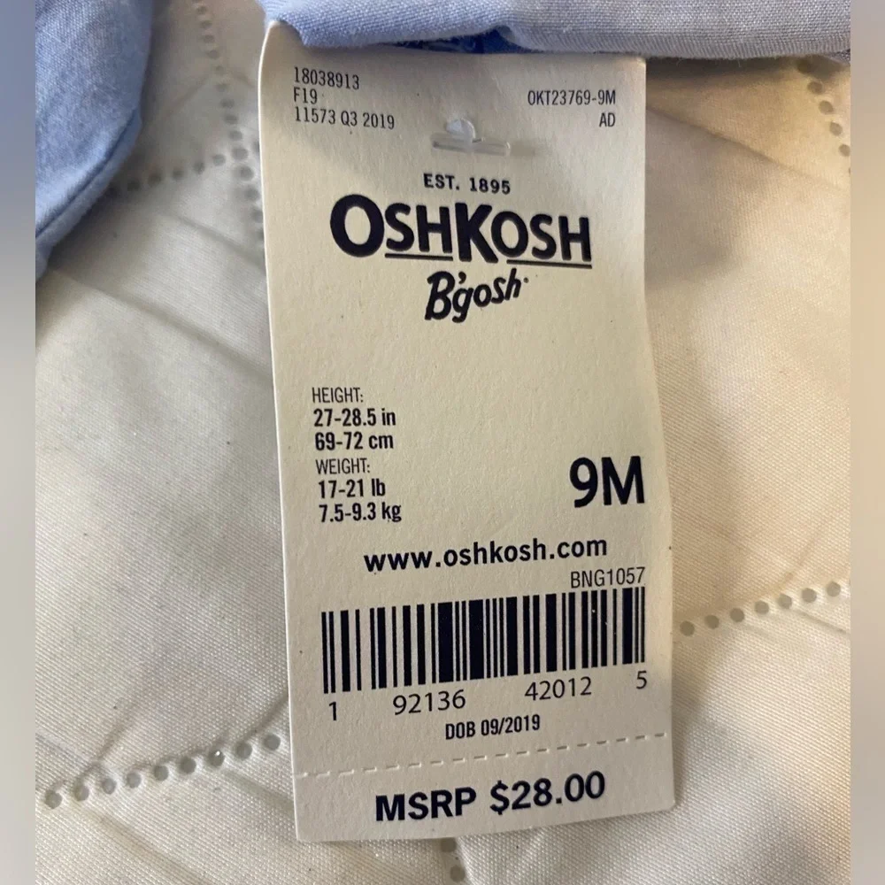 ONE piece baby Osh Kosh B’Gosh Oxford size 9 months